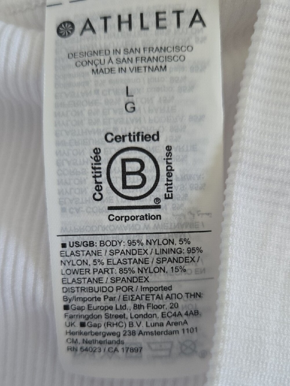 NWT Athleta Aurora White Ribbed Racer Back Square-Neck Cropped Camisole Size L - Picture 7 of 9